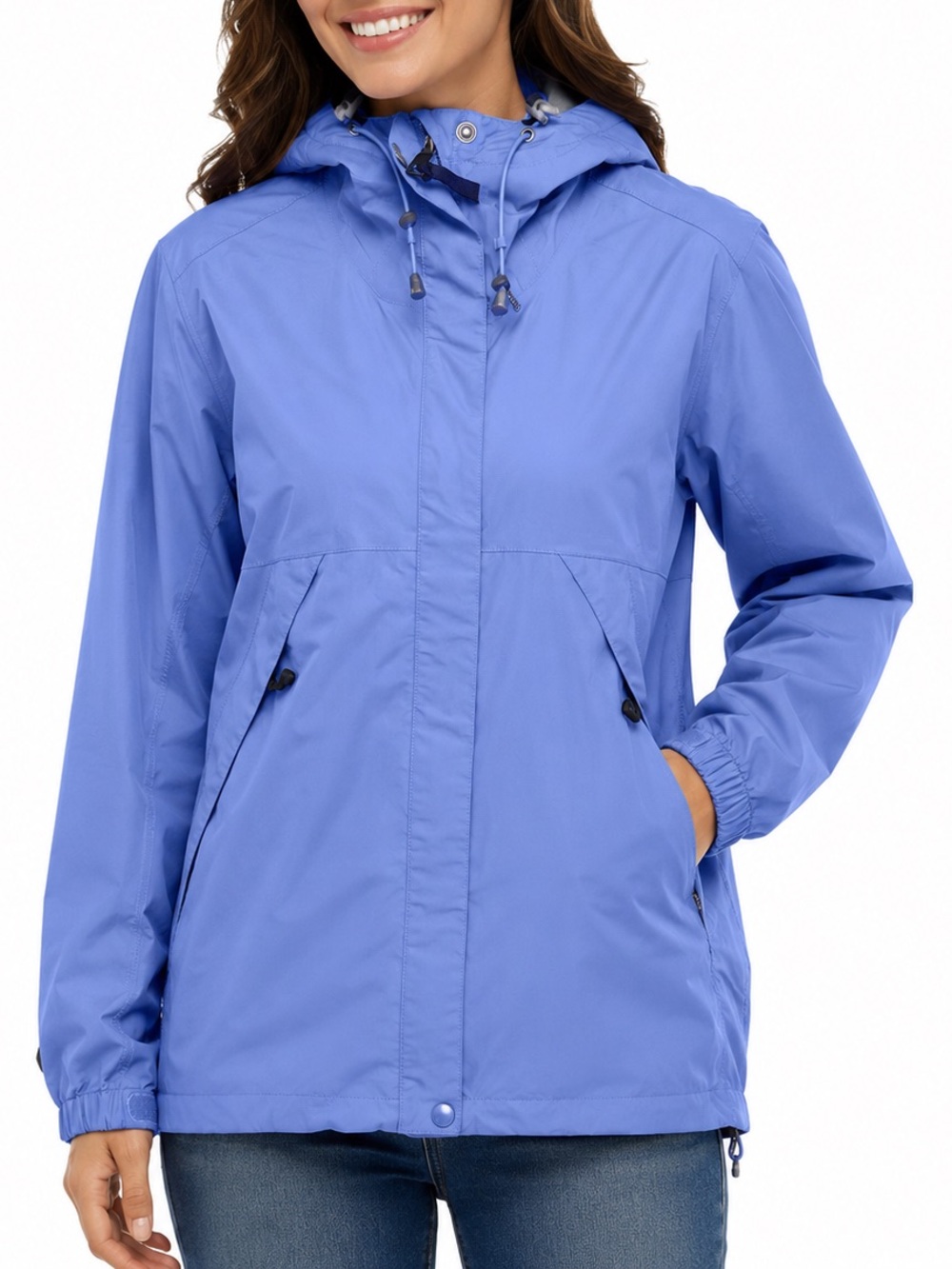 Cabela’s 4Most Repel Women’s Sz M Hooded Rain Jacket Blue Waterproof Shell Coat